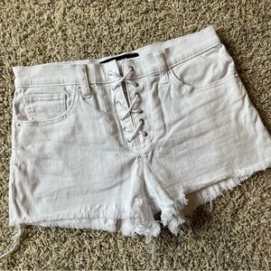 Express White Lace-Up Jean Shorts